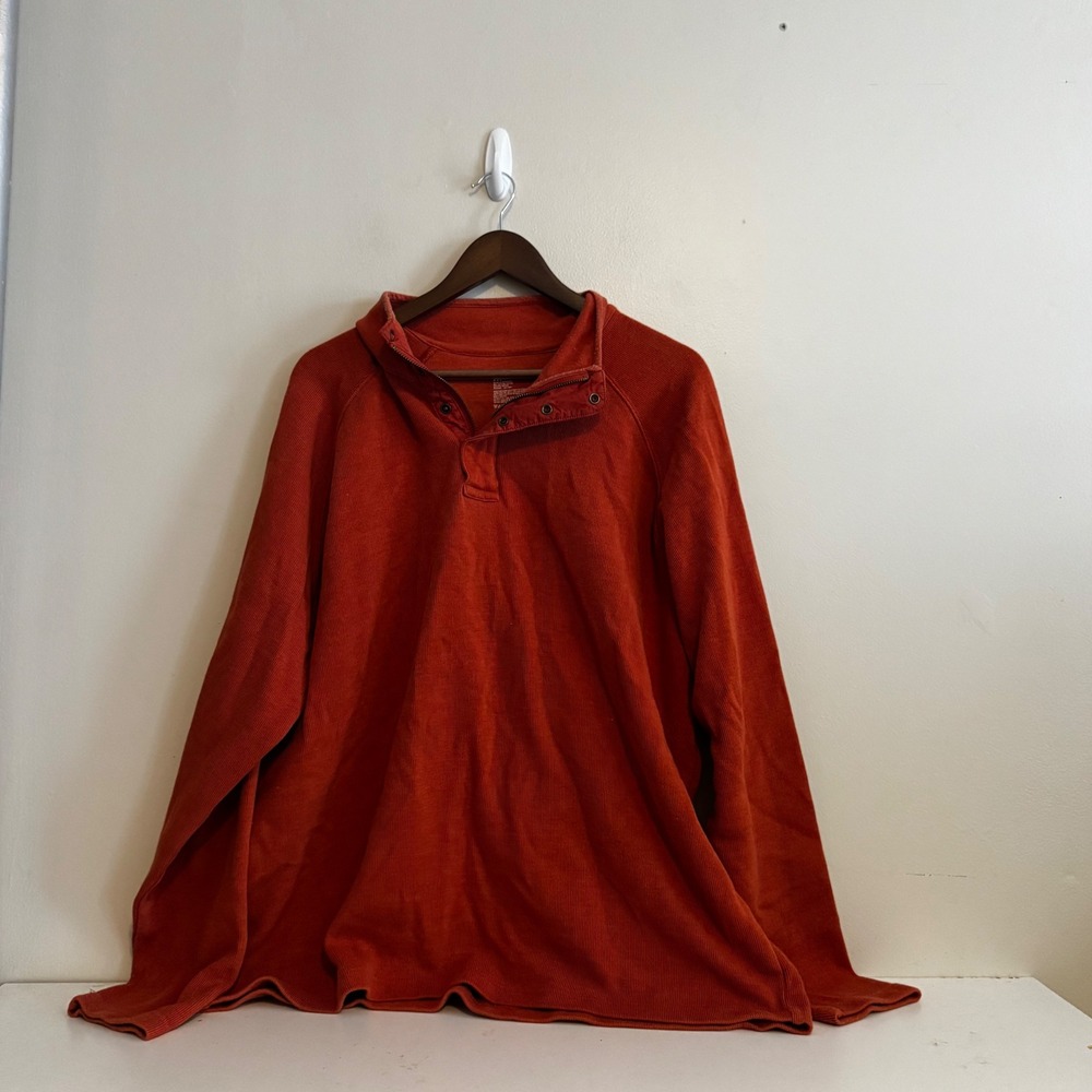 Gap Women's XXL Orange Waffle Knit Quarter Zip Pullover Fall Basics Cotton